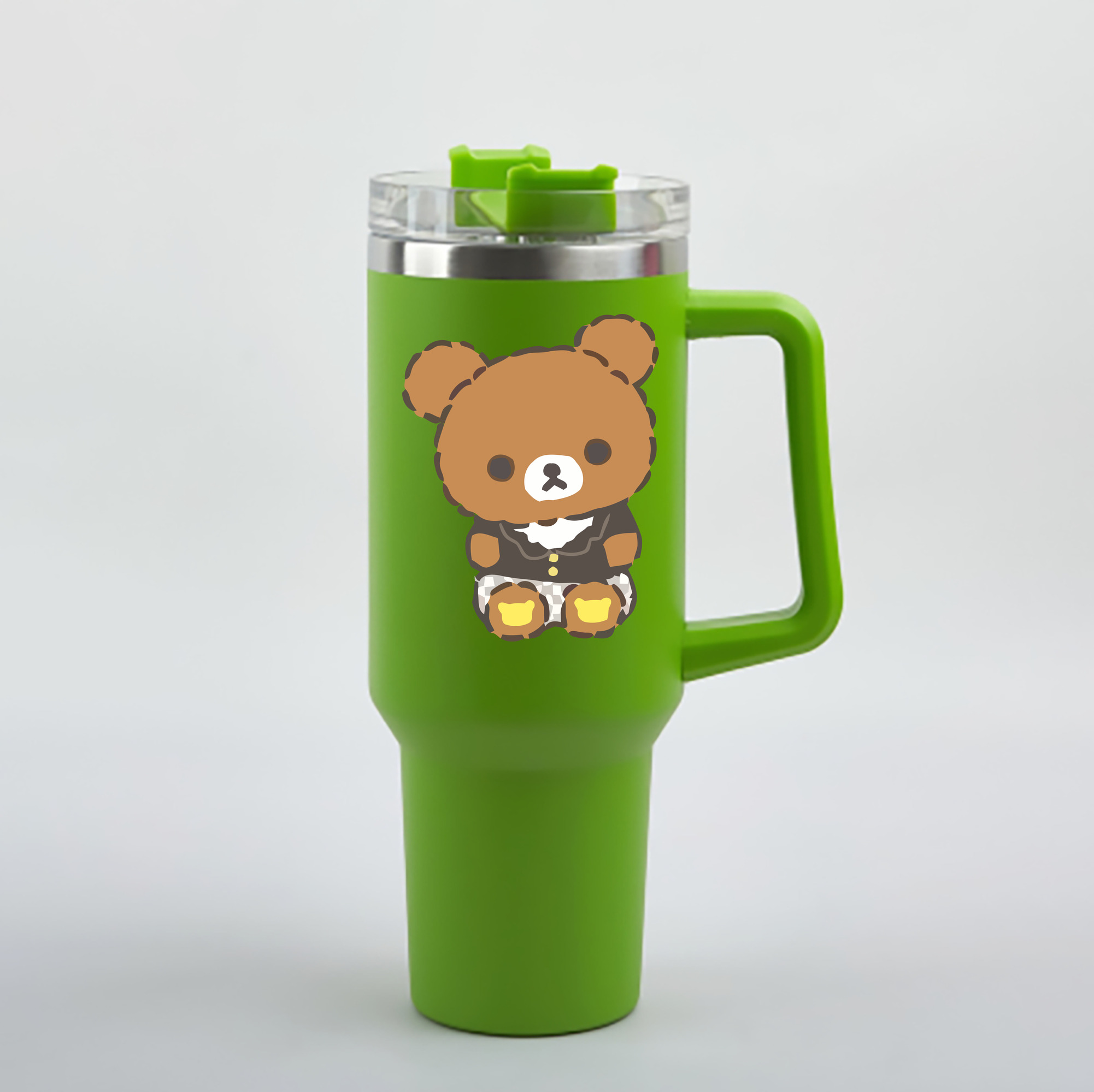 （画像用） リラックマ リラックマ キイロイトリ Rilakkuma Korilakkuma Kiiroitori 1200mL車用タンブラー - クリスタルステッカー（プラスチックストロー付き）